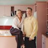 Stuart and Chelsea in their DIY updated kitchen.