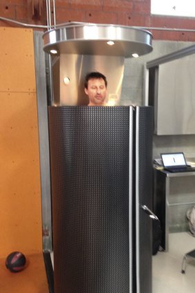 Secret weapon: NSW coach Laurie Daley tries out the revolutionary cryotherapy chamber.