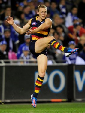 Adelaide's Brent Reilly in action at Etihad Stadium in 2012.