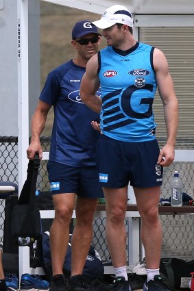 Patrick Dangerfield before leaving training early on Wednesday.