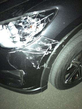 Damage caused to the Mazda CX7 Mathew Thompson was allegedly driving. 