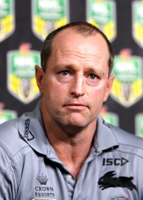 Words of encouragement: Rabbitohs coach Michael Maguire.
