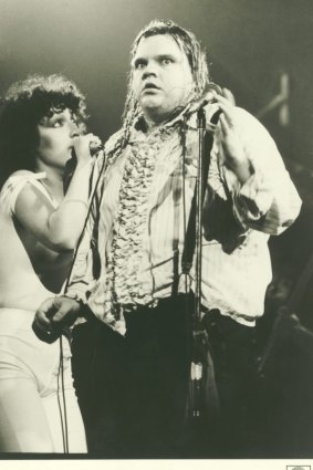 Publicity shot of Meat Loaf in concert in 1978.