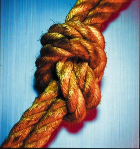 You can spend hours trying to undo the knots, or you can cut out the knotted section, splice the  ends together, and get on with using the rope.