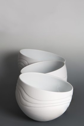 Bowls in Southern Ice porcelain, by Les Blakebrough.