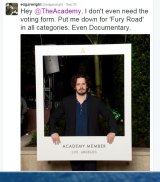 Edgar Wright lends his support to <i>Mad Max: Fury Road</i> on social media. 