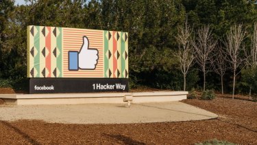 A 'like' sign near the entrance to offices for Facebook in Menlo Park, California.