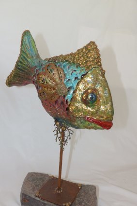Beaded Fish, by Janice Laurent, at the Q Exhibition Space.
