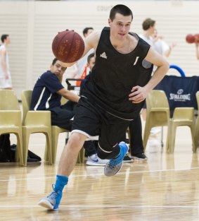 Canberra basketballer James Toohey in action on Thursday.