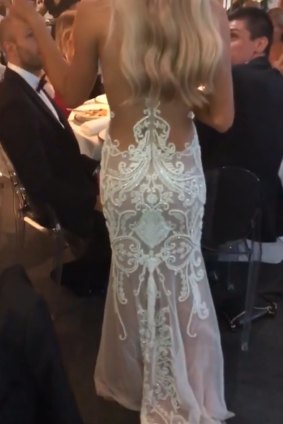 Habermann changed into a fitted beaded gown for the reception.