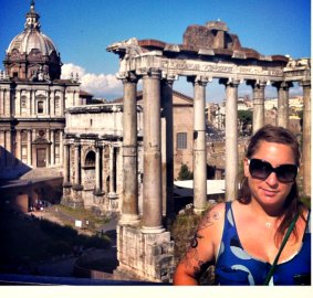 Katherine O'Dwyer pictured in her travels at the Forum, in Rome. 