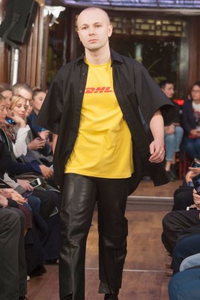 A model walks the runway during the Vetements show as part of the Paris Fashion Week Womenswear Spring/Summer 2016 on October 1, 2015 in Paris, France.