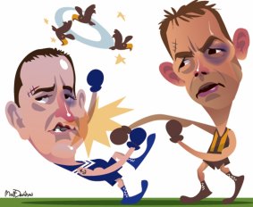 Ross Lyon and Alastair Clarkson in the lead-up to the 2013 grand final. Illustration: Matt Davidson