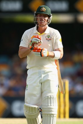 Brad Haddin walks off the Gabba, after being caught off Umesh Yadav for one on the fourth day of the second Test.