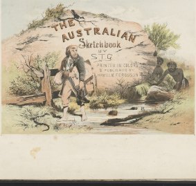 The Australian Sketchbook, by S.T. Gill, title page, 1864-65, chromolithograph, National Library of Australia.