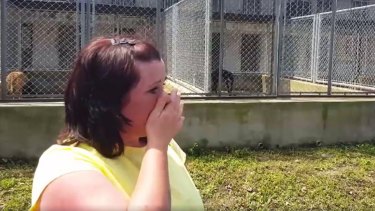 Kerry Elliman cries as she recounts the plight of the dogs that came from Australia.