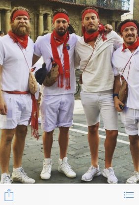 Banned Dons Michael Hurley, Cale Hooker, Tom Bellchambers and Michael Hibberd in Pamplona.