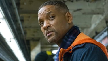 Will Smith walks through most of <i>Collateral Beauty</I> with half-closed eyes and a tightly-clamped jaw to show how sad he is.