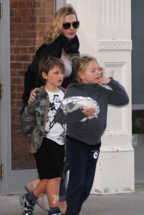 Kate Winslet with her son Joe and daughter Mia in Manhattan in 2010. 