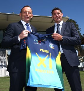 Prime Minister Tony Abbott announces that Michael Hussey will captain the Prime Minister's XI in January.