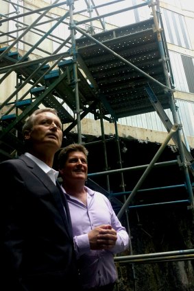 Builder Scott Hutchinson and Bill McGarry of developer Billbergia at Skytower Brisbane on Tuesday.