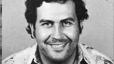 Medellin cocaine cartel chief Pablo Escobar in a police mug shot.