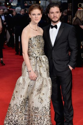 Rose Leslie swaps her furs for a Malene Oddershede Bach gown, while Kit Harington keeps it classic in a black tux.