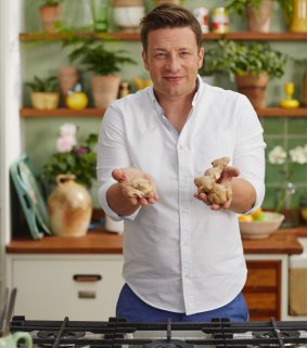 Jamie Oliver in <i>Jamie's Super Foods.</i>