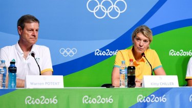 Sleep-in: Warren Potent and Kitty Chiller at a press conference in Rio.