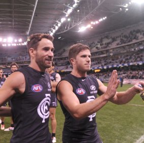 Testing times for Carlton, as Andrew Walker, left, and Marc Murphy are downed by injury.
