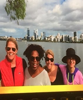 Oprah enjoyed a walk around the Swan River during her visit to Perth. 