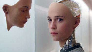 Alicia Vikander in a scene from <i>Ex Machina</i>, one of many films to explore the costs of viewing robots as sentient beings with feelings.