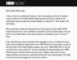 The email sent to Australian HBO Now users.
