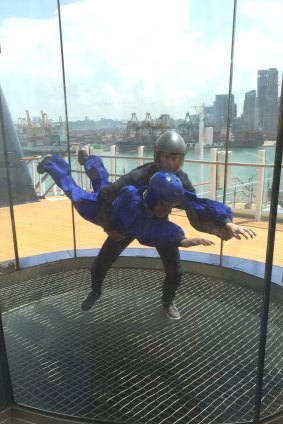 Anthony Dennis in the Ripcord by iFly skydiving simulator.