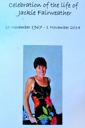 The order of service from Jackie Fairweather's memorial.