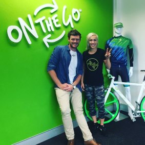 On The Go founder Mick Spencer with Canberra's superstar cyclist, Caroline Buchanan.