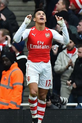 Arsenal's Chilean striker Alexis Sanchez looks to the heavens after scoring for the Gunners on Sunday. 