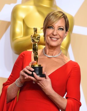 Allison Janney, winner of the award for best performance by an actress in a supporting role for <i>I, Tonya</i>, poses in the press room.