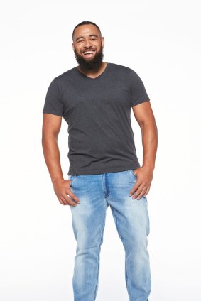 Big Sam no longer: Sam Kasiano, pictured in a photo shoot for Johnny Bigg, has trimmed down to 128kg.