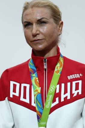 Silver medalist Olga Zabelinskaya of Russia.