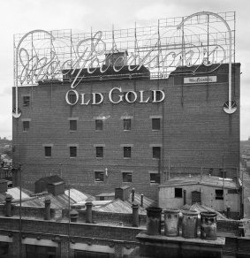 The illuminated MacRobertson's Old Gold sign in Fitzroy could be seen from a distance.