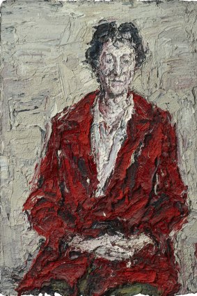Nicholas Harding's 'The Red Coat' 1994, a portrait of my mum. Oil on board 60x42cm.
