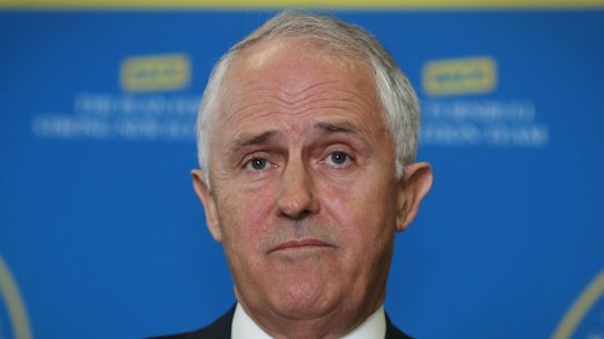 Prime Minister Malcolm Turnbull during a media conference when he visited Josef Chromy Wines near Launceston on Friday.