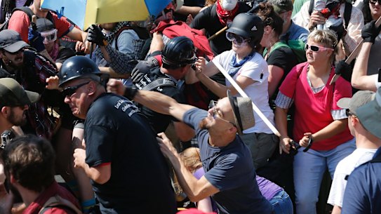 The protest at Lee Park in Charlottesville, Virginia turned violent.