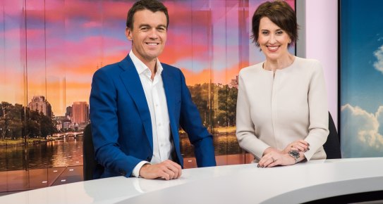 <i>ABC News Breakfast</i> hosts Virginia Trioli and Michael Rowland.