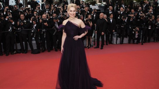 Emilia Clarke poses for photographers upon arrival at the premiere of the film 'Solo: A Star Wars Story' at the 71st international film festival, Cannes, southern France, Tuesday, May 15.