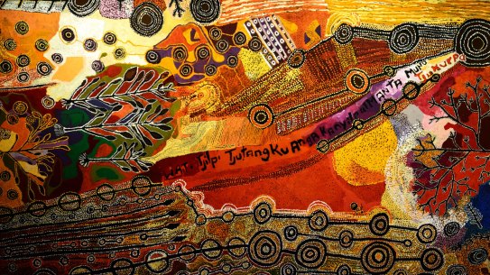 Kulatangku angakanyini manta munu Tjukurpa [Country and Culture will be protected by spears], detail. 