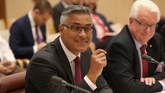 Ahmed Fahour and John Stanhope appeared before Senate Estimates in early 2017 to explain high salaries at the government-owned company. 