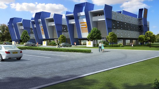 An artist impressions in 2014 of a student accommodation block at a proposed multi-million dollar plan by The Academy of Interactive Entertainment to transform the old Watson high school site into a education precinct.