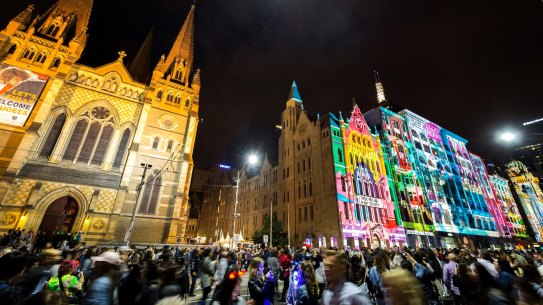 Crowds attend the White Night event. 